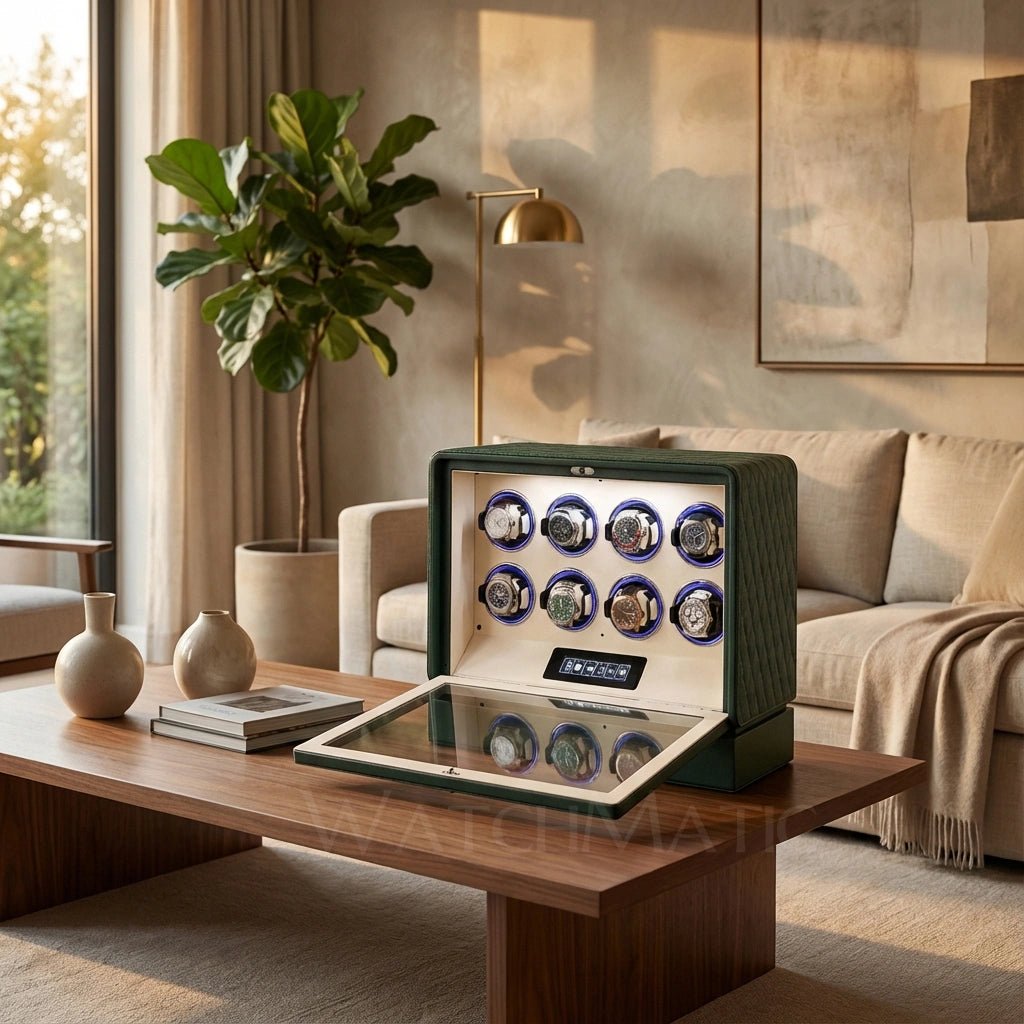 WATCHMATIC Vento Luxury 8 - Slot Watch Winder 14:200000080Green 8 Slots - WatchMatic